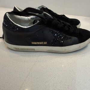 Golden Goose Black and Glitter Superstar Sneakers - Limited Edition
